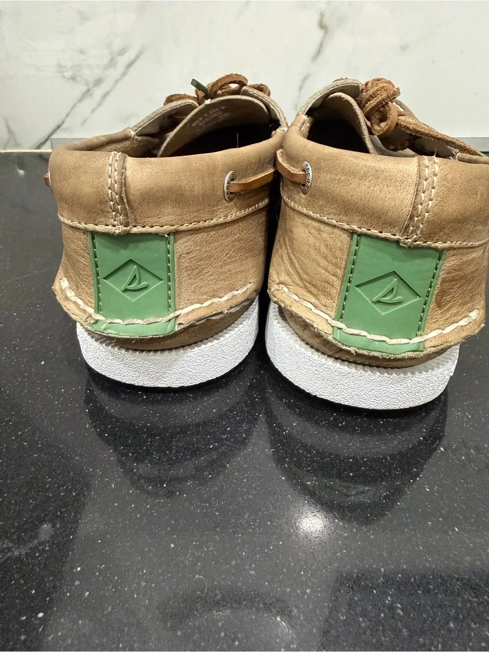 Sperry Brown Leather Moc Toe Boat Shoes with White Soles